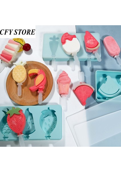 E 3 Izgaralar Popsicle Silika Jel Kalıp Mavi Çilek Dondurma Silika Jel Aracı Yenilebilir Dondurma Araçları Silikon Tepsi Kalıp Ev Aletleri (Yurt Dışından) fiyatları