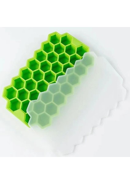 Yeşil 1PCS-37CUBE 74/37 Silikon Buz Küpü Kalıp Büyük Kapasiteli Buz Tepsileri Kutusu Yeniden Kullanılabilir Buz Yapım Makinesi Bpa Ücretsiz Viski Gıda Sınıfı Buz Yapım Makinesi Kapaklı (Yurt Dışından)