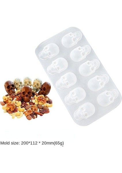 Beyaz-10 Delik 10/12 Hücreler Kafatası Buz Küpü Kalıp Silikon Buz Küpü Tepsi Buz Küpü Makinesi Dıy Viski Kokteyl Buz Topu Kalıp Çikolata Pasta Kalıp (Yurt Dışından)