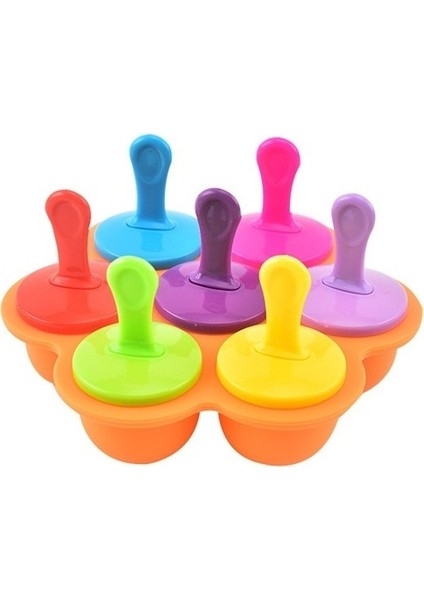 G 1 Adet 7 Delik Silikon Dıy Dondurma Pops Kalıp Dondurma Topu Makinesi Popsicles Kalıpları Bebek Meyve Sallamak Ev Mutfak Aksesuarları Aracı (Yurt Dışından)