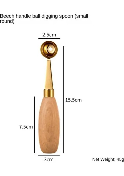 03 Ahşap Saplı Soyma Bıçağı Modern Minimalist Dondurma Kaşığı Havalandırma Deliği 304 Paslanmaz Çelik Kazma Topu Kaşık Oyma Bıçağı (Yurt Dışından)