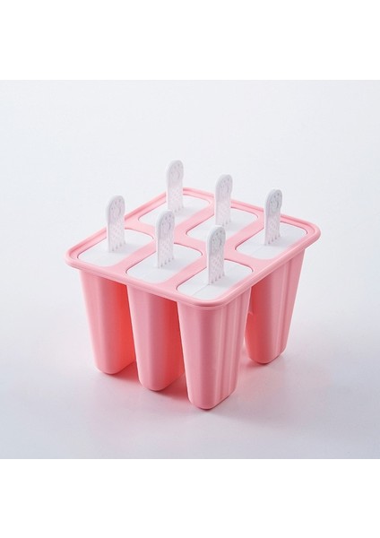 6 Izgaralar Pembe 4/6/10/12 Hücreler Buz Kutusu Silikon Dondurma Kalıp Yeniden Kullanılabilir Popsicle Kalıp Dıy Ev Yapımı Tatlı Dondurucu Meyve Suyu Buz Pop Maker (Yurt Dışından)