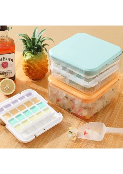Mavi Silikon Buz Kalıbı 2 In 1 Basın Tipi Buz Küpü Kapaklı Kalıp Saklama Kutusu Kare Buz Tepsisi Yeniden Kullanılabilir Mutfak Bar Aksesuarları (Yurt Dışından) modelleri