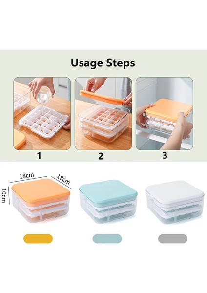 Mavi Silikon Buz Kalıbı 2 In 1 Basın Tipi Buz Küpü Kapaklı Kalıp Saklama Kutusu Kare Buz Tepsisi Yeniden Kullanılabilir Mutfak Bar Aksesuarları (Yurt Dışından) indirimleri