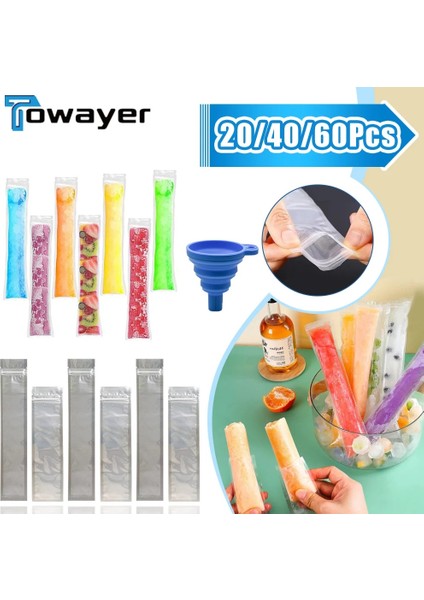 20 Adet 6X22 cm Tek Kullanımlık Şeffaf Dondurma Torbaları Buz Kalıp Çantaları Popsicle Çanta Dondurma Suyu Yoğurt Çikolata Buz Torbaları Mutfak Aksesuarları (Yurt Dışından)