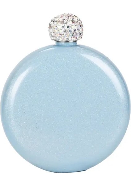 Açık Mavi Taşınabilir Şarap Alkol Şişesi ile Rhinestone Cap Likör Cep Şişeleri Hediye Kadınlar Için 5 Oz Paslanmaz Çelik Alkol Şişesi Barware (Yurt Dışından)