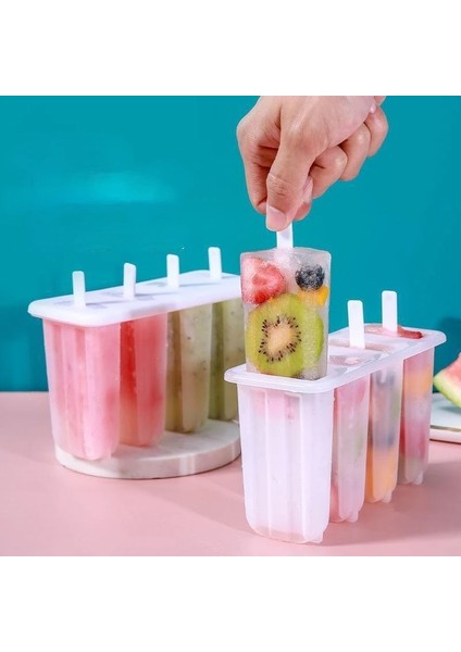 Stil 3 Dondurma Kalıbı 4 Buz Popsicle Kalıp Seti Popsicle Dondurma Kalıbı Buz Tepsisi Diy Dondurma Sopa ve Kapaklı Yeniden Kullanılabilir Mutfak Aracı (Yurt Dışından)