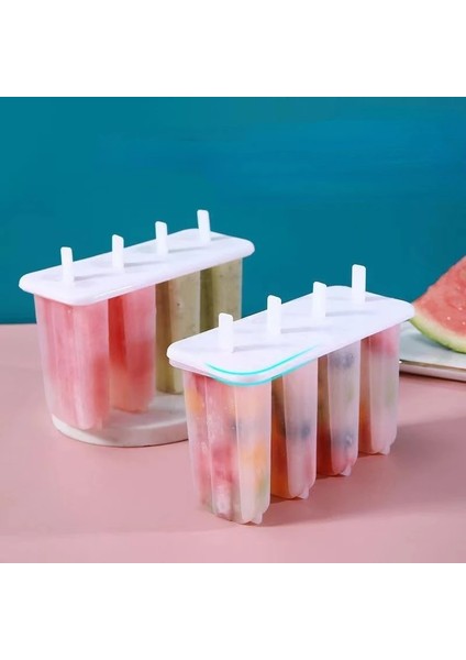 Stil 3 Dondurma Kalıbı 4 Buz Popsicle Kalıp Seti Popsicle Dondurma Kalıbı Buz Tepsisi Diy Dondurma Sopa ve Kapaklı Yeniden Kullanılabilir Mutfak Aracı (Yurt Dışından)