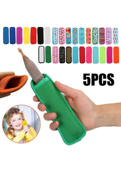 24 5 Adet Erime Önleyici Ev Renkli Soğutmalı Dondurma Çubuğu Kapağı Buzlu Kutup Tutucu Soğutucu Kol Dondurma Çubuğu Kapakları (Yurt Dışından)