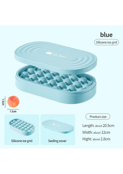 Mavi Kapaklı Pres Tipi Buz Küpü Yuvarlak Makineleri Bira Kahve Için Buz Hokeyi Kalıbı Hızlı Dondurma Mini Buz Topu Parti Mutfak Buz Kutusu Tepsisi Silikon (Yurt Dışından)