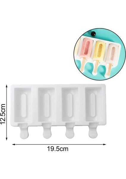 4 Oluklar 3D Dıy Silikon Dondurma Kalıbı El Yapımı Çevre Dostu Buzlu Şeker Kalıp Köpük Tatlı Dondurucu Suyu Buz Küpü Tepsi Varil Yapımcısı Kalıp (Yurt Dışından)