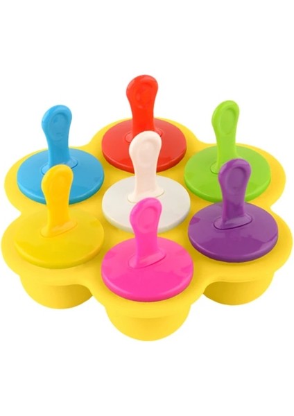 Sarı 7 Delik Dondurma Buz Pops Kalıp Gıda Sınıfı Silikon Popsicle Kalıp Buz Yapım Makinesi Bebek Maması Takviyesi Araçları Meyve Sarsıntı Aksesuarları (Yurt Dışından) fiyatları
