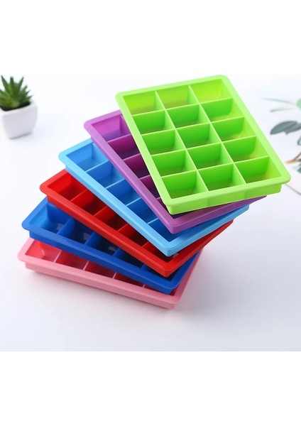 Nane Yeşili-Kapaklı 15 Izgaralı Silikon Buz Tepsisi Kalıp Kapaklı Büyük Buz Küpü Kalıp Kare Buz Yapıcı Dondurma Kalıbı Dayanıklı Yaz Dondurma Araçları (Yurt Dışından) indirimleri