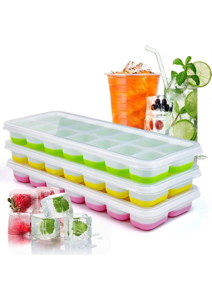 Yeşil Silikon Buz Küpü Kalıp Büyük Kapasiteli Buz Kalıbı Kalıp Yeniden Kullanılabilir Gıda Sınıfı Buz Yapım Makinesi Kapaklı Popsicle Kalıp (Yurt Dışından) fiyatları
