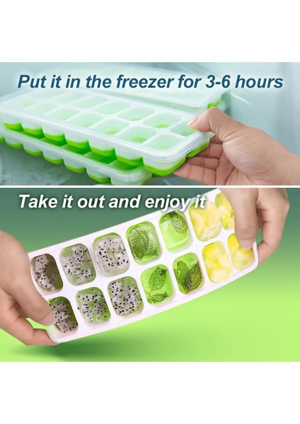 Yeşil Silikon Buz Küpü Kalıp Büyük Kapasiteli Buz Kalıbı Kalıp Yeniden Kullanılabilir Gıda Sınıfı Buz Yapım Makinesi Kapaklı Popsicle Kalıp (Yurt Dışından) fırsatları