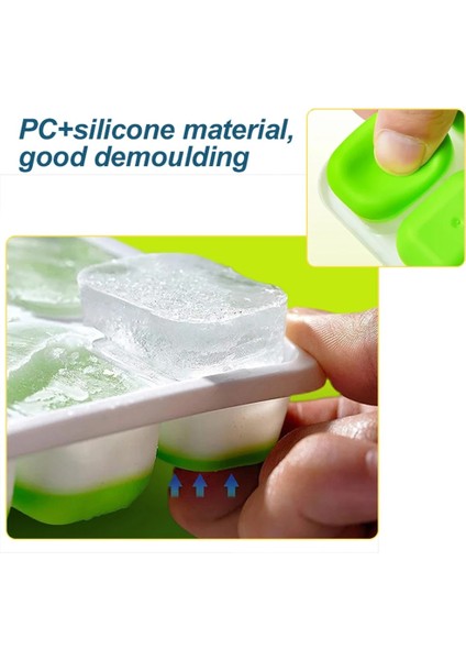 Yeşil Silikon Buz Küpü Kalıp Büyük Kapasiteli Buz Kalıbı Kalıp Yeniden Kullanılabilir Gıda Sınıfı Buz Yapım Makinesi Kapaklı Popsicle Kalıp (Yurt Dışından) indirimleri