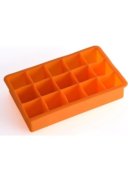 Turuncu Kapaksız 15 Izgara Silikon Küp Kalıp Büyük Silikon Buz Tepsisi Kalıp Buz Küpü Yapımcısı Kalıp Toksik Olmayan Dayanıklı Bar Pub Şarap Buz Blokları Yapımcısı (Yurt Dışından)