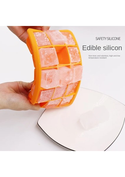 Turuncu Kapaksız 15 Izgara Silikon Küp Kalıp Büyük Silikon Buz Tepsisi Kalıp Buz Küpü Yapımcısı Kalıp Toksik Olmayan Dayanıklı Bar Pub Şarap Buz Blokları Yapımcısı (Yurt Dışından) fırsatları