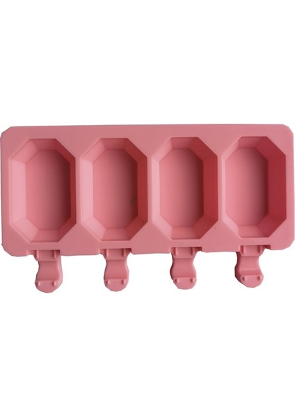 011 Pembe Silikon Dondurma Kalıp Buz Yapıcı 4 Delik Popsicle Küp Çikolata Tepsisi Kalıpları Mücevher Kalıp Sevgililer Günü Hediyesi Elmas Pişirme Araçları (Yurt Dışından)