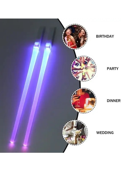 Yemek Çubukları Mor 1 Çift LED Işın Kılıcı Yemek Çubukları Işıklı LED Işın Kılıcı Yemek Çubukları Mutfak Aletleri Taşınabilir Gıda Güvenli LED Yemek Çubukları (Yurt Dışından)