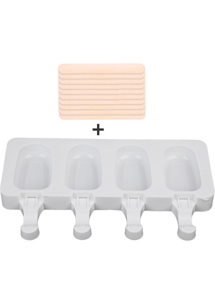 Tahta Çubuk 4 Hücre Büyük Boy Silikon Dondurma Kalıp Popsicle Kalıpları Dıy Ev Yapımı Tatlı Dondurucu Meyve Suyu Buz Pop Maker Kalıp Sopalarla (Yurt Dışından) fiyatları