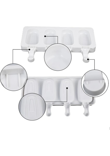 Tahta Çubuk 4 Hücre Büyük Boy Silikon Dondurma Kalıp Popsicle Kalıpları Dıy Ev Yapımı Tatlı Dondurucu Meyve Suyu Buz Pop Maker Kalıp Sopalarla (Yurt Dışından) indirimleri