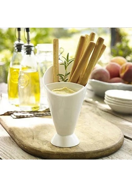 Beyaz Plastik Bardak Kendinden Stand 2'si 1 Arada Patates Kızartması Raf Tutucu Çeşitli Sos Cips Aperatif Koni Daldırma Fincan Sofra Iki Bardak Ağızlı Mutfak (Yurt Dışından) fırsatları