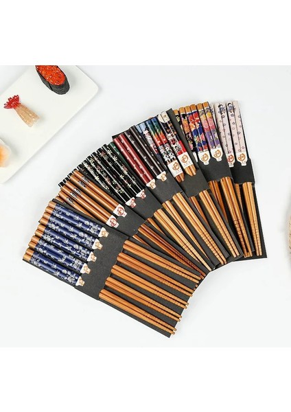 Kuaizi K Bambu Çubuklarını Sofra 5 Çift Çubuklarını Çubuklarını Set Kore Mutfak Malzemeleri Doğal Bambu Sofra Takımı Hed Seti (Yurt Dışından)