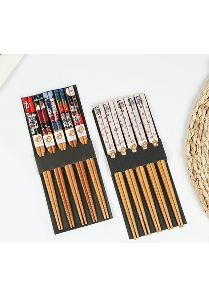 Kuaizi K Bambu Çubuklarını Sofra 5 Çift Çubuklarını Çubuklarını Set Kore Mutfak Malzemeleri Doğal Bambu Sofra Takımı Hed Seti (Yurt Dışından)