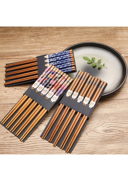 Kuaizi K Bambu Çubuklarını Sofra 5 Çift Çubuklarını Çubuklarını Set Kore Mutfak Malzemeleri Doğal Bambu Sofra Takımı Hed Seti (Yurt Dışından)