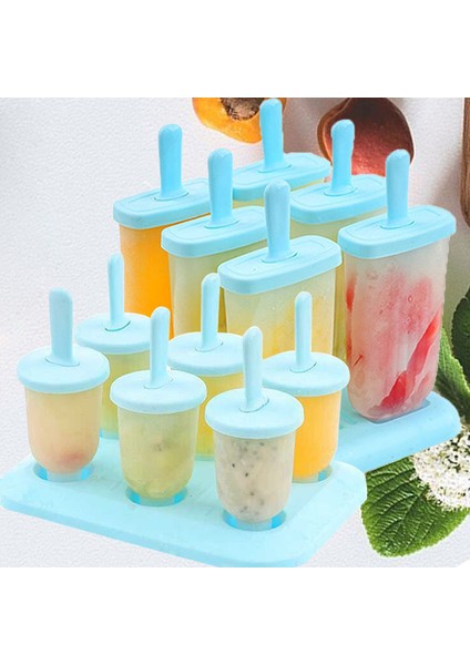 Mavi 6 Hücreli Yaz Aksesuarları Mutfak Aletleri Gıda Sınıfı Lolly Kalıp Yeniden Kullanılabilir Dondurma Pentagram Oval Yapımcısı Tatlı Peynir Dıy Kalıp (Yurt Dışından)