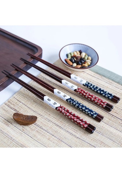 Mavi 2 Adet 2/5 Çift Kiraz Çiçeği Çubuklarını Doğal Ahşap Yeniden Kullanılabilir Siyah Japon Suşi Çubuklarını Çin Yemeği Için Set (Yurt Dışından) fırsatları
