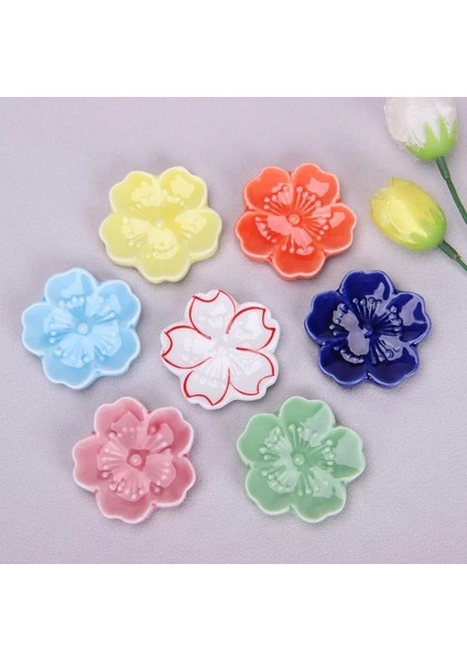 1pc-4.5x4.5x0.7cm-01 Çok Renkli Çubuk Dinlenme Sakura Flover Seramik Raf Yemek Çubukları Tutucunun Kaymasını Önler Dıy El Sanatları Japonya Süsler (Yurt Dışından)