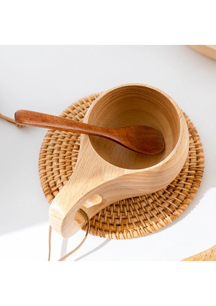 Koyu Kahverengi Desen Minimalist Tarzı Ahşap Içme Bardağı Çay Kahve Süt Şarap Bardağı Kamp Için (Yurt Dışından)