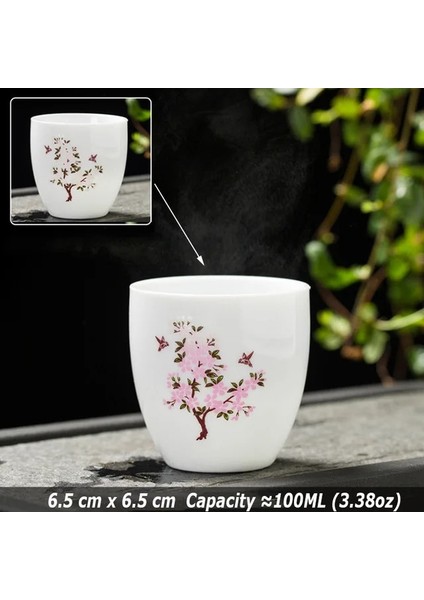 Yaratıcı Bir Japon Sihirli Sakura Çay Fincanı Sıcak Soğuk Sıcaklık Renk Değişikliği Renk Değiştiren Çay Bardağı Çiçekli Seramik Kung Fu Çay Seti (Yurt Dışından)