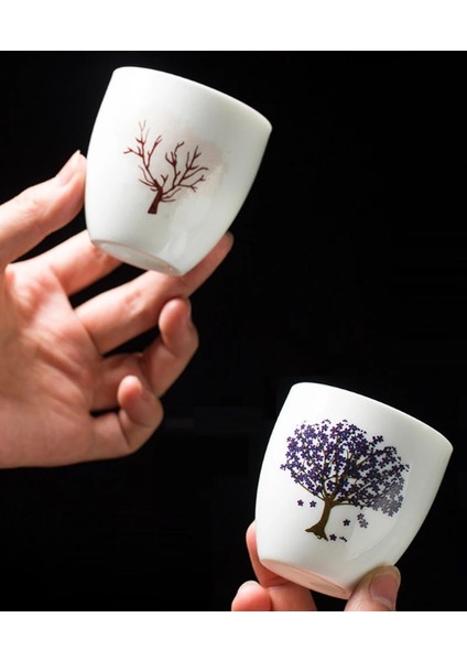 Yaratıcı Bir Japon Sihirli Sakura Çay Fincanı Sıcak Soğuk Sıcaklık Renk Değişikliği Renk Değiştiren Çay Bardağı Çiçekli Seramik Kung Fu Çay Seti (Yurt Dışından) fırsatları