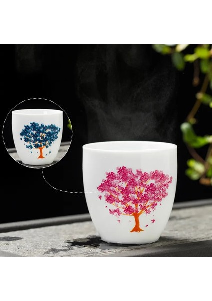 Yaratıcı Bir Japon Sihirli Sakura Çay Fincanı Sıcak Soğuk Sıcaklık Renk Değişikliği Renk Değiştiren Çay Bardağı Çiçekli Seramik Kung Fu Çay Seti (Yurt Dışından) indirimleri