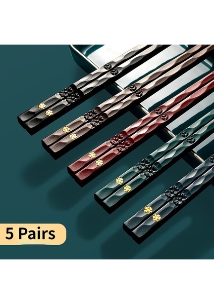5 Pairs-06 5 Pairs Japon Yemek Çubukları Kore Yemek Çubukları Yeniden Kullanılabilir Yemek Çubukları Bulaşık Makinesinde Yıkanabilir Gıda Sınıfı Yemek Çubukları Kaymaz Kullanımı Kolay (Yurt Dışından)