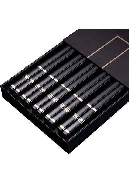 5 Pairs Siyah cc 5 Pairs Çin Japon Çubuklarını Suşi Çubukları Kore Çubuklarını Yeniden Kullanılabilir Alaşım Çubuklarını Mutfak Sofra Aracı Aksesuarları (Yurt Dışından)