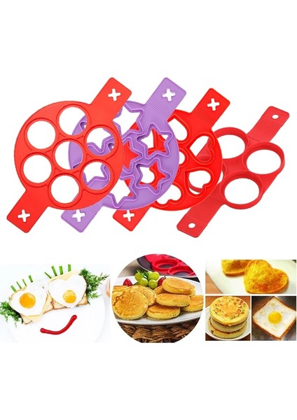 4 Delik Çiçekler Yapışmaz Gözleme Kalıpları Halka Silikon Kızarmış Yumurta Kalıp Yeniden Kullanılabilir Gözleme Makinesi Yumurta Halkası Pişirme Omlet Kalıp Mutfak Pişirme Araçları (Yurt Dışından)