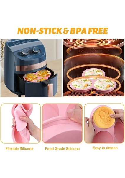 Pembe Silikon Yumurta Kalıpları Yapışmaz Çoklu Kavite Yuvarlak Yumurta Tavası Yeniden Kullanılabilir Yumurta Vapur Hamburger Topuzu Yumurta Hava Fritöz Aksesuarları (Yurt Dışından) fırsatları