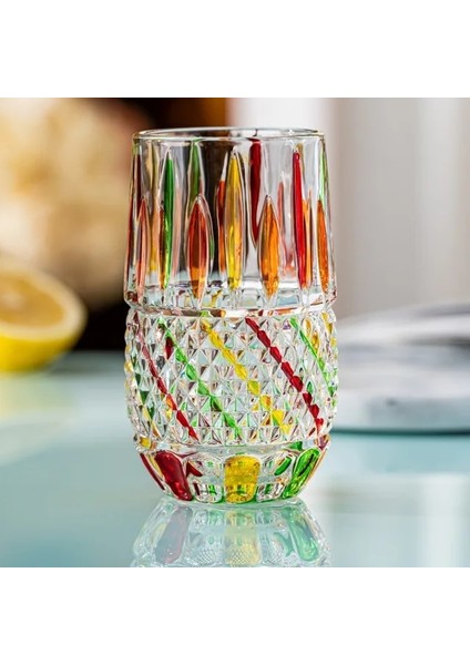 B1 201-380ML Yeni Italya Elle Çizilmiş Kristal Kontrast Renk Highball Cam Kokteyl Su Içme Bardakları Eski Moda Viski Bardağı Şarap Tumbler (Yurt Dışından)