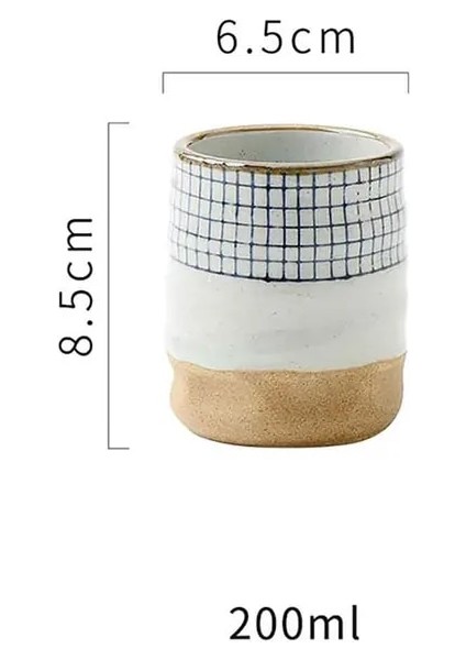 Stil 2 200-300 ml Japon Tarzı Seramik Çorba Bardağı Çay Bardağı El Boyalı Kafes Desen Çay Fincanı Özgünlük Süt Kahve Fincanı Şarap Bardakları Çay Fincanı (Yurt Dışından)