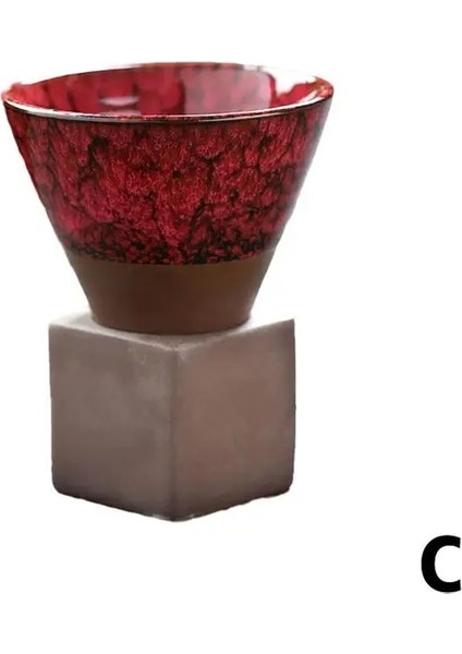 Kırmızı 200 ml Seramik Koni Kahve Fincanı Porselen Fincan Çömlekçilik Kahve Fincanı Konik Kaba Çömlek Çay Bardağı Latte Ev Kupa (Yurt Dışından)
