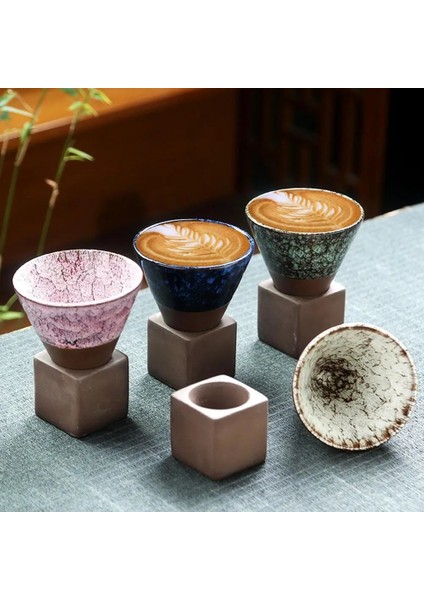 Kırmızı 200 ml Seramik Koni Kahve Fincanı Porselen Fincan Çömlekçilik Kahve Fincanı Konik Kaba Çömlek Çay Bardağı Latte Ev Kupa (Yurt Dışından)