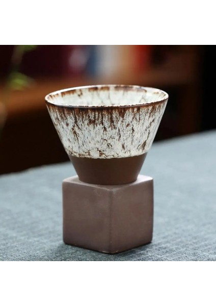 Kırmızı 200 ml Seramik Koni Kahve Fincanı Porselen Fincan Çömlekçilik Kahve Fincanı Konik Kaba Çömlek Çay Bardağı Latte Ev Kupa (Yurt Dışından)
