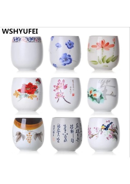 E 180 ml Jingdezhen Japon Tarzı Kung Fu Çay Bardağı Seti Seyahat Çin Porselen Kahve Fincanı Setleri Seramik Kil Çay Servisi Bira Bardağı 180 ml (Yurt Dışından)