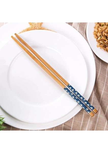 Mavi 1 Çift Doğal Bambu Çubuklarını Yeniden Kullanılabilir Geleneksel El Yapımı Çin Klasik Ahşap Çubuklarını Suşi Mutfak Aracı 24 cm Tencere (Yurt Dışından) modelleri