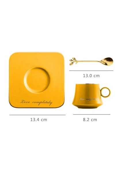 180ML 180ML Mektup Seramik Latte Kahve Fincanı Tabağı ve Kaşık ile Kişiselleştirilmiş Çay Bardağı Seti Iskandinav Ev Mutfak Ofis Parti Drinkware (Yurt Dışından)