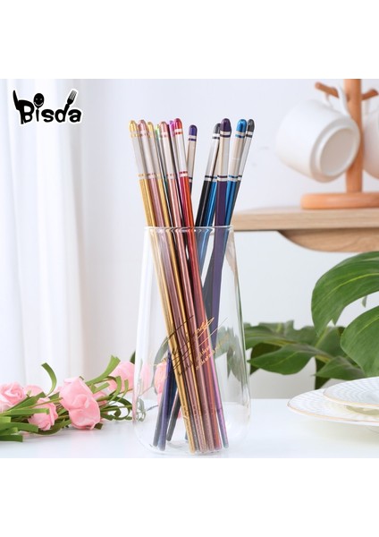 Gümüş-1 Çift 1 Çift Japon Yemek Çubukları Siyah Paslanmaz Çelik Yemek Çubukları Renkli Kaplama Antiskid Chop Çubukları Pirinç Suşi Için Gıda Çubukları (Yurt Dışından) modelleri